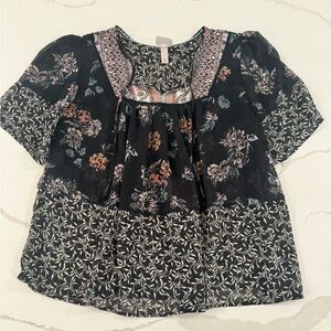 Knox Rose Black Floral Top